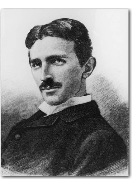 Ahşap Tablo Nikola Tesla Siyah Beyaz Portresi