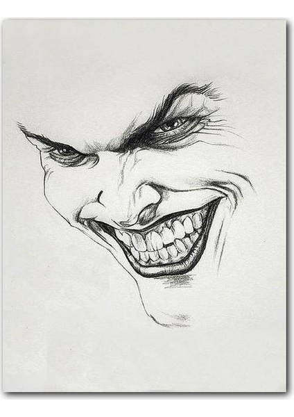 Ahşap Tablo Joker Karakalem Çalışması Görseli