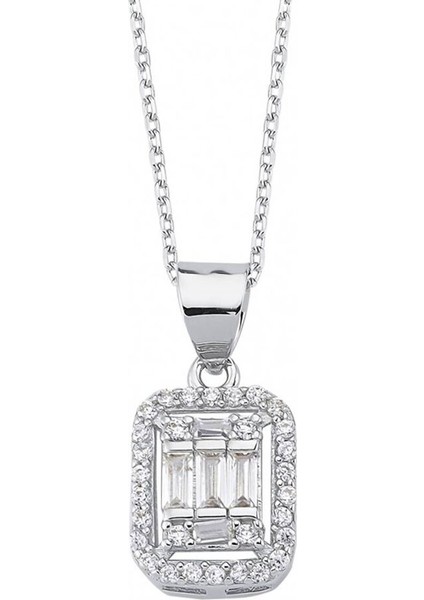 14 Ayar Beyaz Altın Baget Kolye