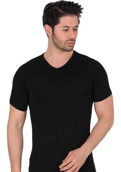 Erkek Likralı Süprem Kısa Kol V Yaka 3'lü Paket -1027