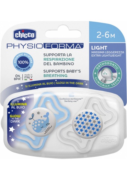Physio Light Gece Parlayan Silikon Emzik 2'li 2-6 Ay