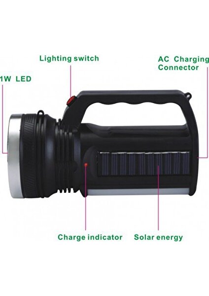 Silver Toss ST-2836T 1 Watt + 16 Led'li Güneş Enerjili Işıldaklı Projektör