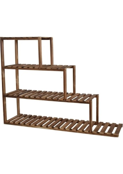 Ahşap Saksı Standı Köşe Merdiven Model Raflı Saksılık Çiçeklik Kitaplık No 52