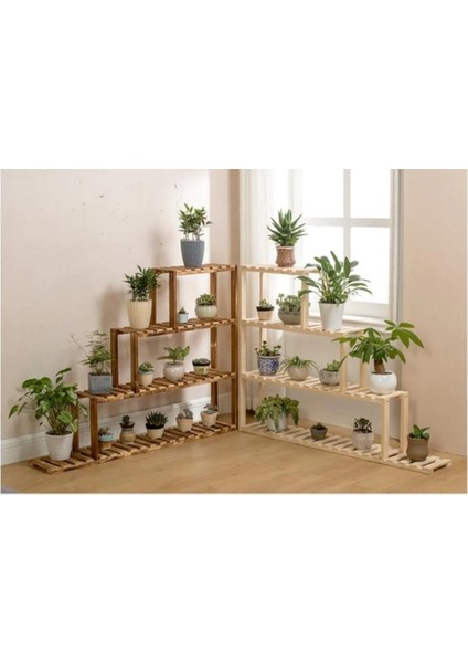 Ahşap Saksı Standı Köşe Merdiven Model Raflı Saksılık Çiçeklik Kitaplık No 52 fiyatları