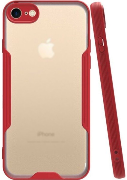 Apple iPhone 8 Kılıf Kamera Korumalı Colorful Kapak - Kırmızı