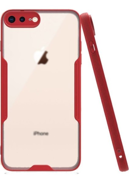 Apple iPhone 8 Plus Kılıf Kamera Korumalı Colorful Kapak - Kırmızı