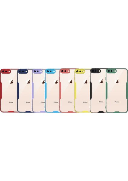 Apple iPhone 8 Plus Kılıf Kamera Korumalı Colorful Kapak - Kırmızı
