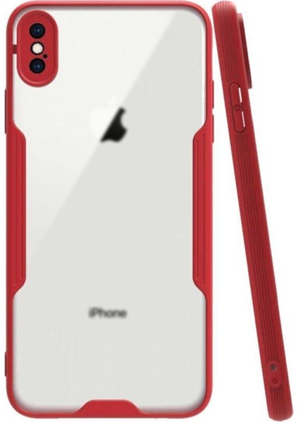 Apple iPhone x Kılıf Kamera Korumalı Colorful Kapak - Kırmızı
