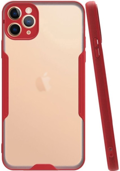 Apple iPhone 11 Pro Max Kılıf Kamera Korumalı Colorful Kapak - Kırmızı