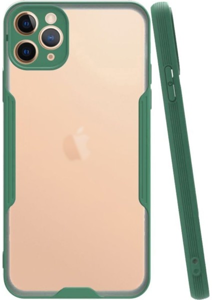 Apple iPhone 11 Pro Max Kılıf Kamera Korumalı Colorful Kapak - Yeşil
