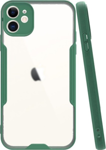 Apple iPhone 11 Kılıf Kamera Korumalı Colorful Kapak - Yeşil