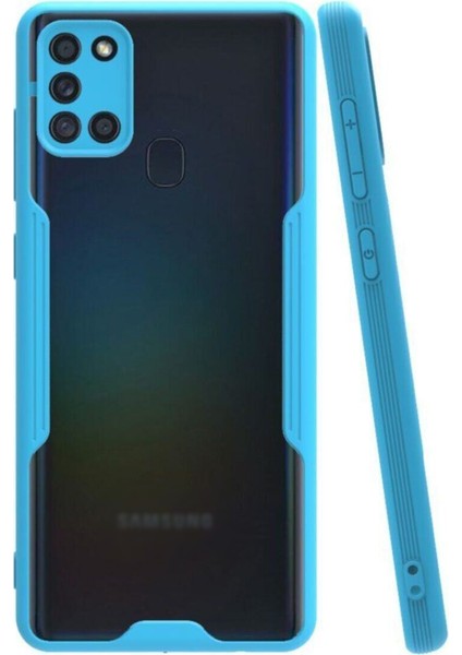 Samsung Galaxy A21S Kılıf Kamera Korumalı Colorful Kapak - Mavi