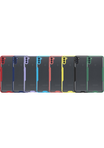 Samsung Galaxy M11 Kılıf Kamera Korumalı Colorful Kapak - Siyah