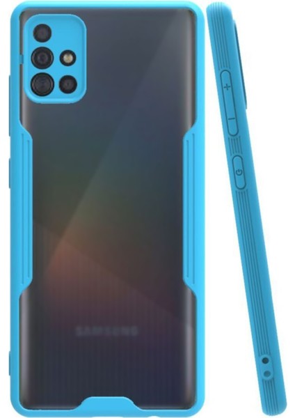 Samsung Galaxy A51 Kılıf Kamera Korumalı Colorful Kapak - Mavi