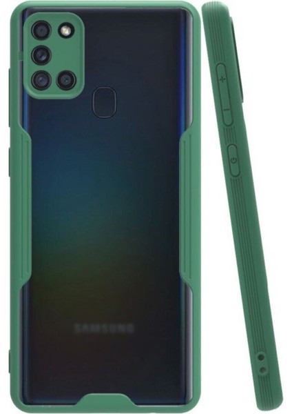 Samsung Galaxy A21S Kılıf Kamera Korumalı Colorful Kapak - Yeşil