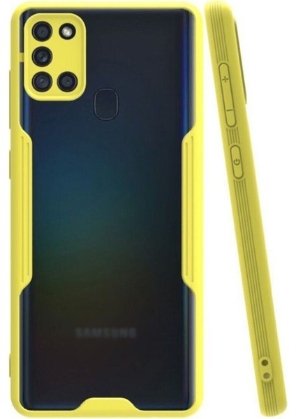 Samsung Galaxy A21S Kılıf Kamera Korumalı Colorful Kapak - Sarı