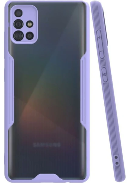 Samsung Galaxy A71 Kılıf Kamera Korumalı Colorful Kapak - Lila