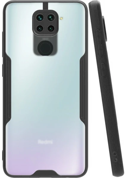 Xiaomi Redmi Note 9 Kılıf Kamera Korumalı Colorful Kapak - Siyah