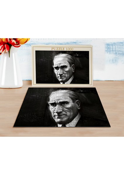 Karakalem Atatürk Tasarımlı 1000 Parça Profesyonel Puzzle-6