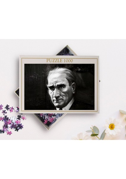 Karakalem Atatürk Tasarımlı 1000 Parça Profesyonel Puzzle-6