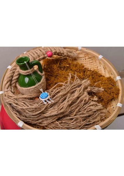 Süryani Nazar Mavi Boncuklu Orta Boy Telkari Işlemeli Gümüş Kolye fiyatları