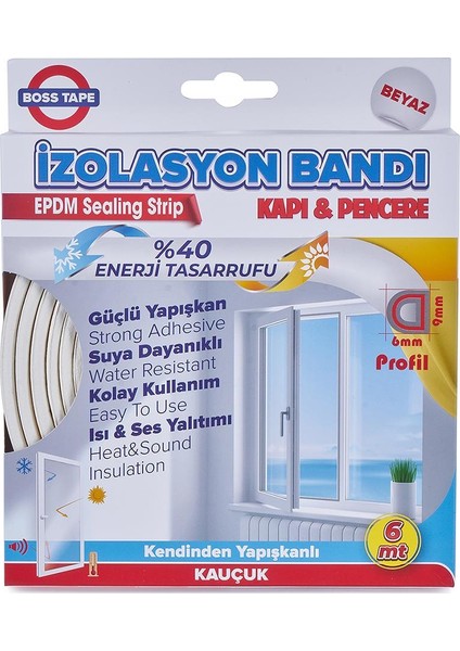 Kapı Pencere Izolasyon Fitili - Bandı Beyaz