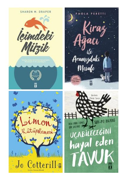 Genç Timaş 4 Kitap Set 5. 6. 7. 8. Sınıflar Ortaokul Okuma Kitapları / Içimdeki Müzik - Kiraz Ağacı ile Aramızdaki Mesafe - Limon Kütüphanesi - Uçabileceğini Hayal Eden Tavuk