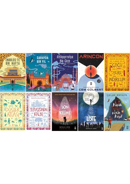 10 Kitap Set 5. 6. 7. 8. Sınıflar Ortaokul Okuma Kitapları / Endülüs'te Bir Hafta - Göğü Yere Indirelim - Liste - Son Kelime - Ayasofya'da Bir Gece - Düşler Atlası