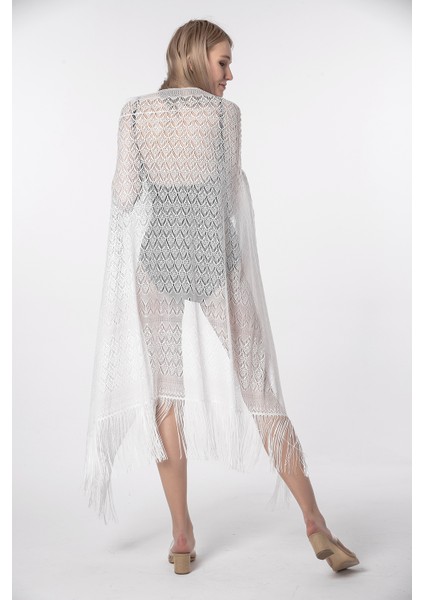 Désir Beyaz Dantel Püsküllü Belden Bağlamalı Pareo fırsatları