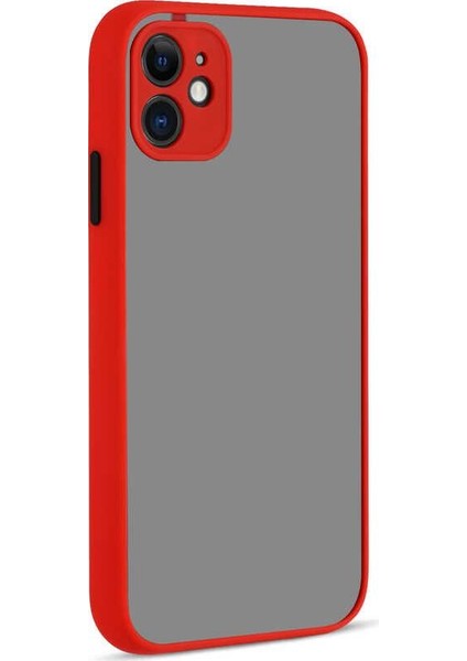 Apple iPhone 12 Mini Kılıf Kamera Korumalı Mat Renkli Buzlu Hux Silikon Kırmızı