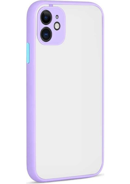 Apple iPhone 12 Mini Kılıf Kamera Korumalı Mat Renkli Buzlu Hux Silikon Mor