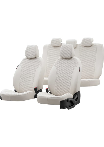 Toyota Aygo 2005-2012 Özel Üretim Koltuk Kılıfı Amsterdam Design Tay Tüyü Fildişi