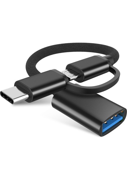 2in1 Type C To Micro USB 3.0 Otg Adaptör - Siyah AL2598