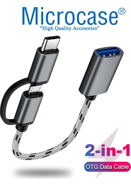 2in1 Type C To Micro USB 3.0 Otg Adaptör - Siyah AL2598