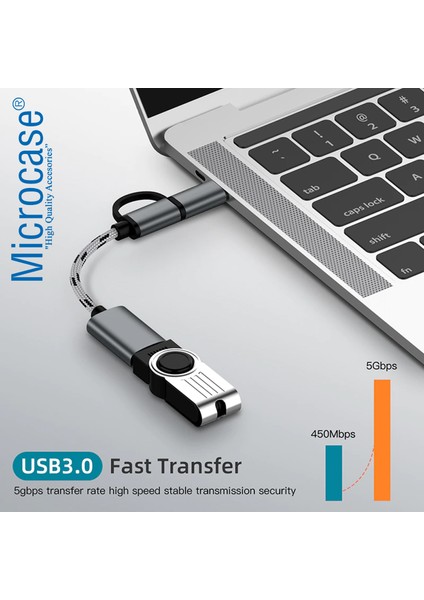 2in1 Type C To Micro USB 3.0 Otg Adaptör - Siyah AL2598