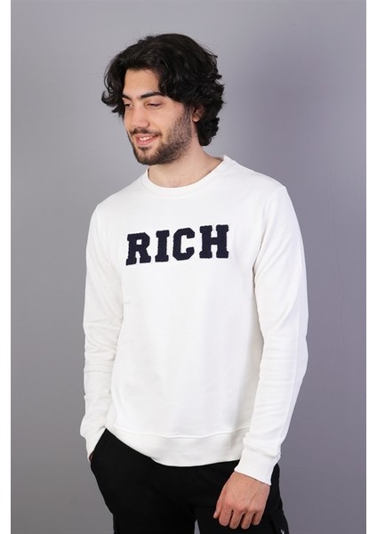 Erkek Süzine Baskılı Ekru Sweatshirt modelleri