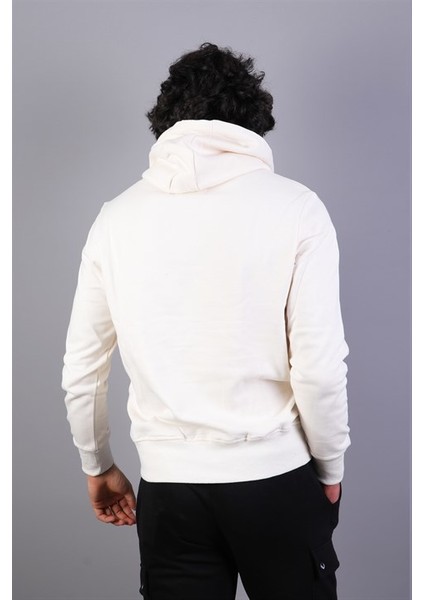 Erkek Kapüşonlu Ekru Sweatshirt