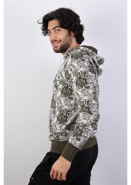Erkek Kapüşonlu Desenli Haki Sweatshirt fiyatları