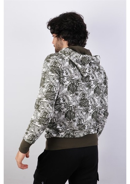 Erkek Kapüşonlu Desenli Haki Sweatshirt modelleri