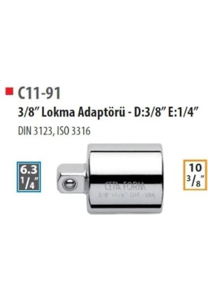 Ceta Form  Lokma Adaptörü 3/8''fx1/4'' C11-91