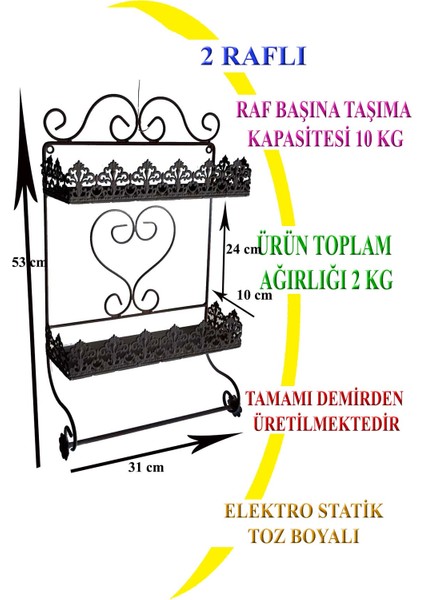 Banyo & Mutfak Duvar Rafı Siyah