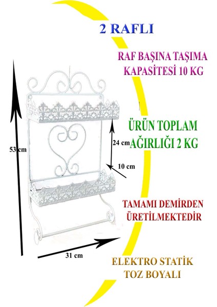 Banyo & Mutfak Duvar Rafı Beyaz