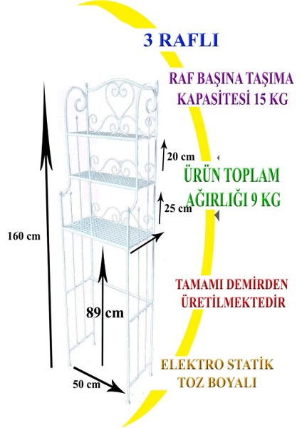 Klozet Üstü Raf 2 Katlı Beyaz