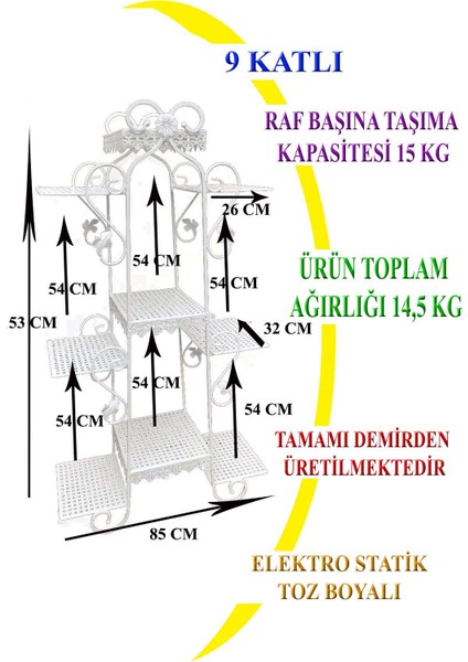 Çiçeklik 9 Katlı Beyaz