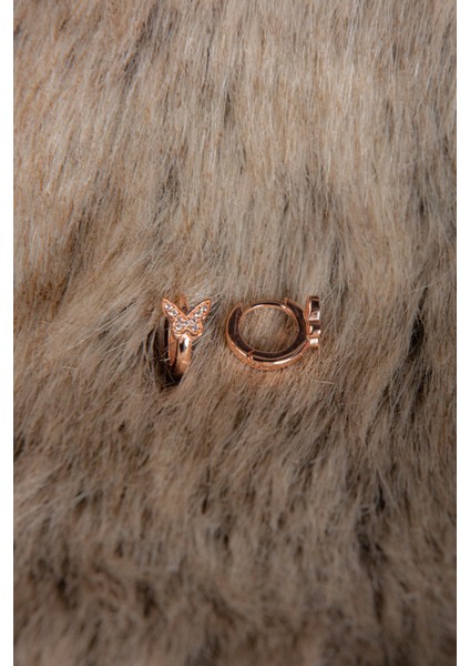 Halka Kelebek Rose 925 Ayar Gümüş Zirkon Taşlı Küpe modelleri