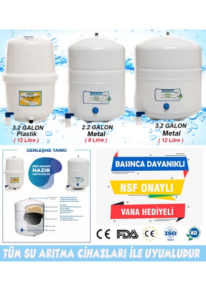 Su Artıma Cihazı 2.2 Galon Metal Tank (8 Litre)