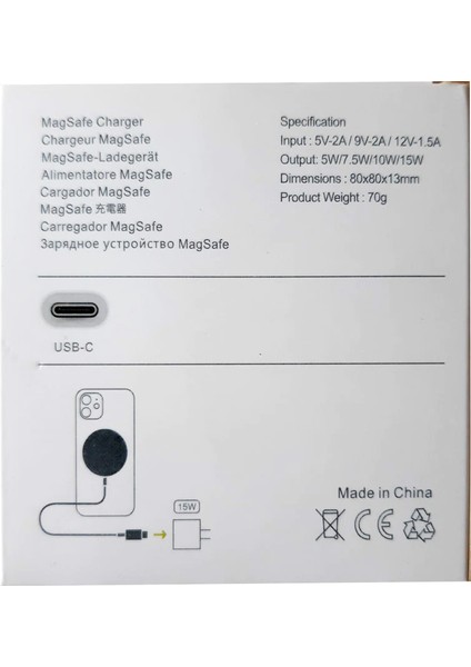 Bizim Stok Magsafe Charger Type-C 15W Kablosuz Şarj Cihazı