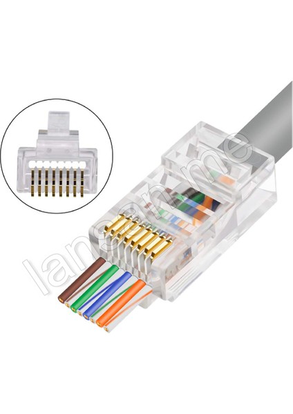 LNS-7009 Cat6 U/utp Konnektör Ez Plug Yeni Nesil 100 Adet