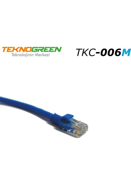 TKC-006M Utp Cat6 60 cm Mavi Patch Kablo