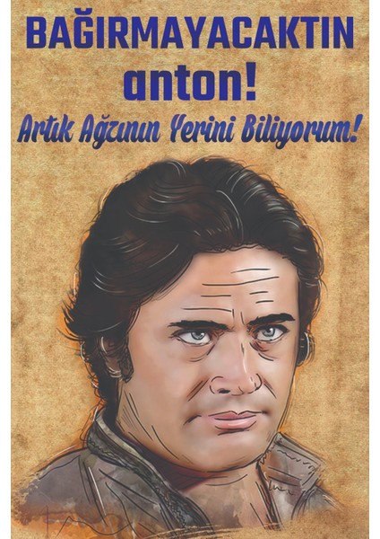 Cüneyt Arkın Yeşilçam Vazgeçilmezleri Karikatür 50X70 Retro Afiş